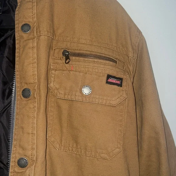 Dickies Tan Military Field Jacket size small note small defect on snaps - Picture 3 of 8